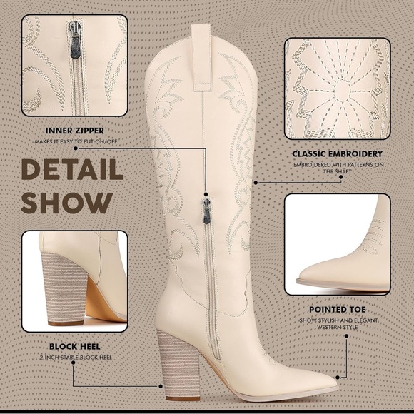 Knee High Cowboy Boots Womens size 10 Western Boots Wide Calf Cowgirl Boots - Picture 4 of 16